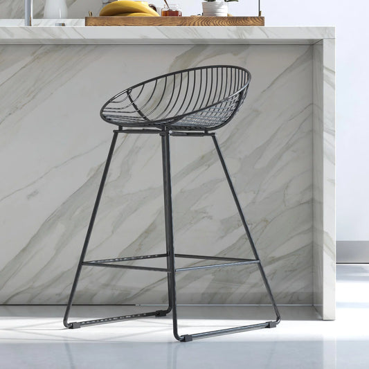 Ellis 24" Metal Counter Height Bar Stool, Black