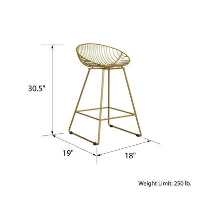 Ellis 24" Metal Counter Height Bar Stool, Brass