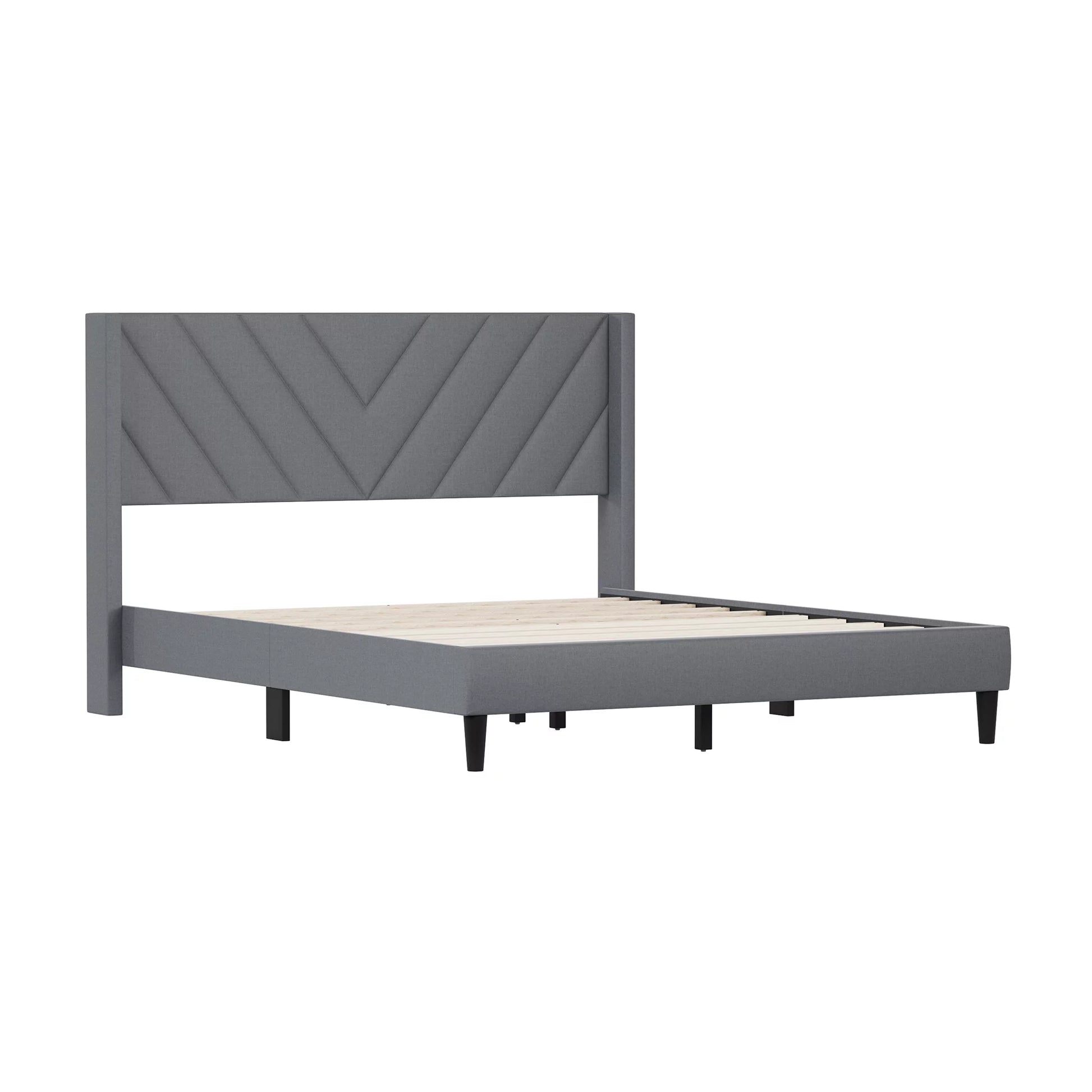 Wilder Upholstered Queen Platform Bed, Dark Gray, by  Living Essentials