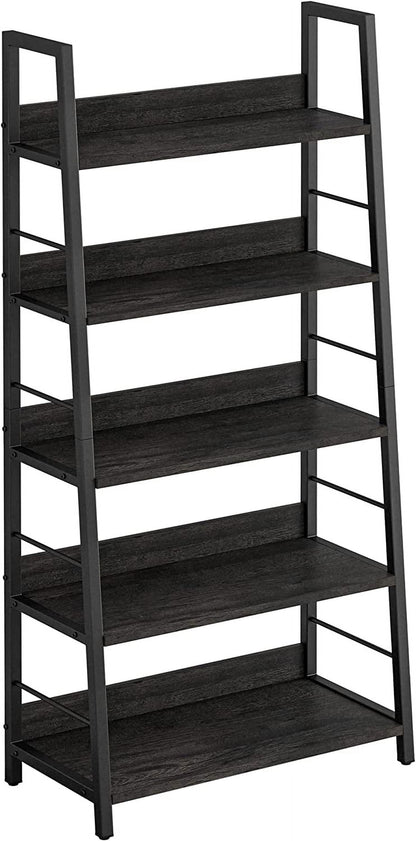 Bookshelves and Bookcases, Ladder Shelf 5 Tier Home Office, Charcoal Grey