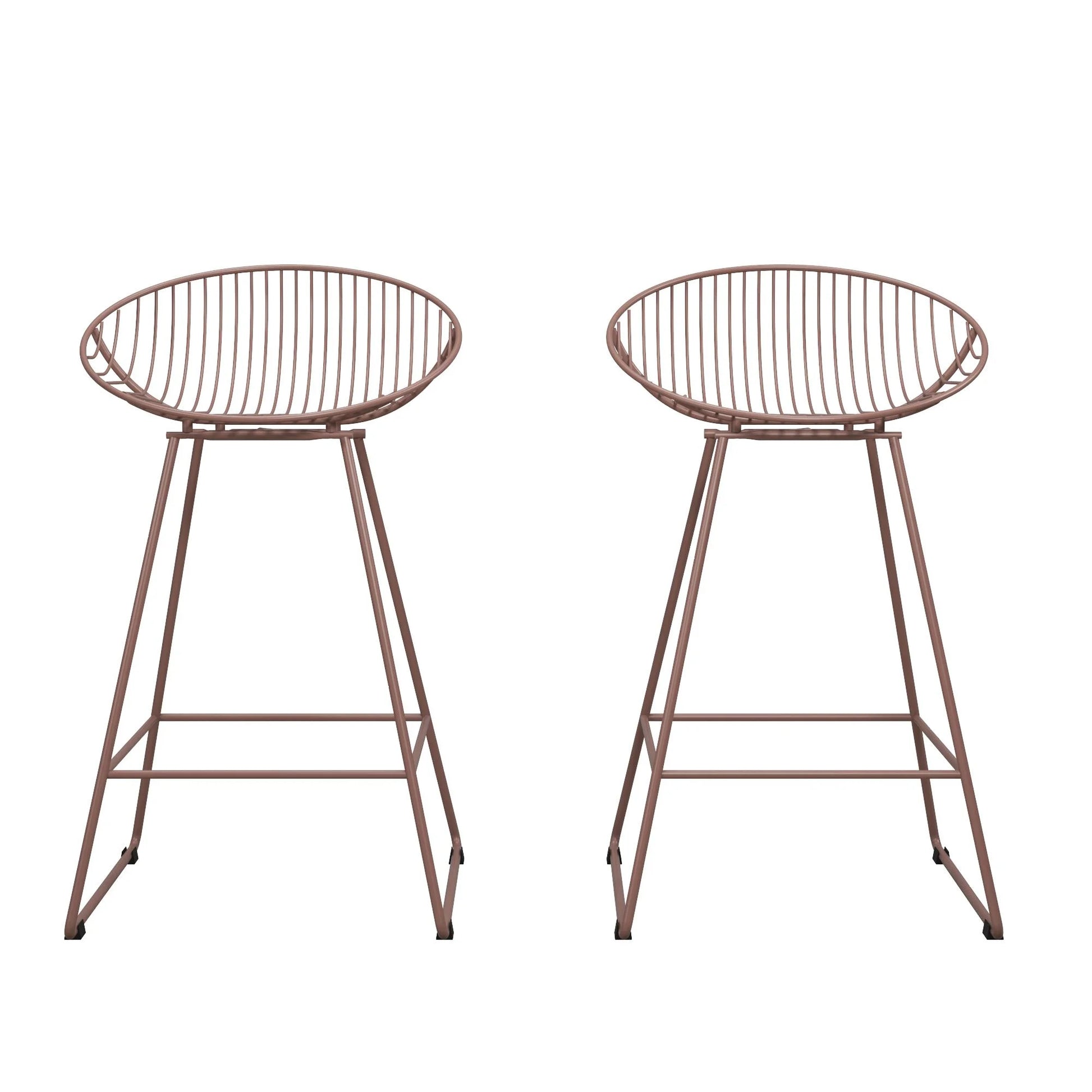 Ellis 24" Metal Counter Height Bar Stool, Blush Pink