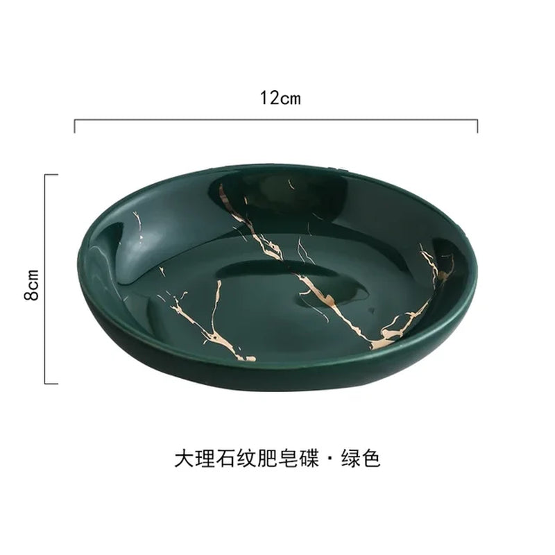 Ceramic Toiletries Bathroom Set Marble Porcelain Cup Toothbrush Holder / Soap Dispenser / Tray Bathroom Decoration Accessories