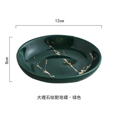 Ceramic Toiletries Bathroom Set Marble Porcelain Cup Toothbrush Holder / Soap Dispenser / Tray Bathroom Decoration Accessories