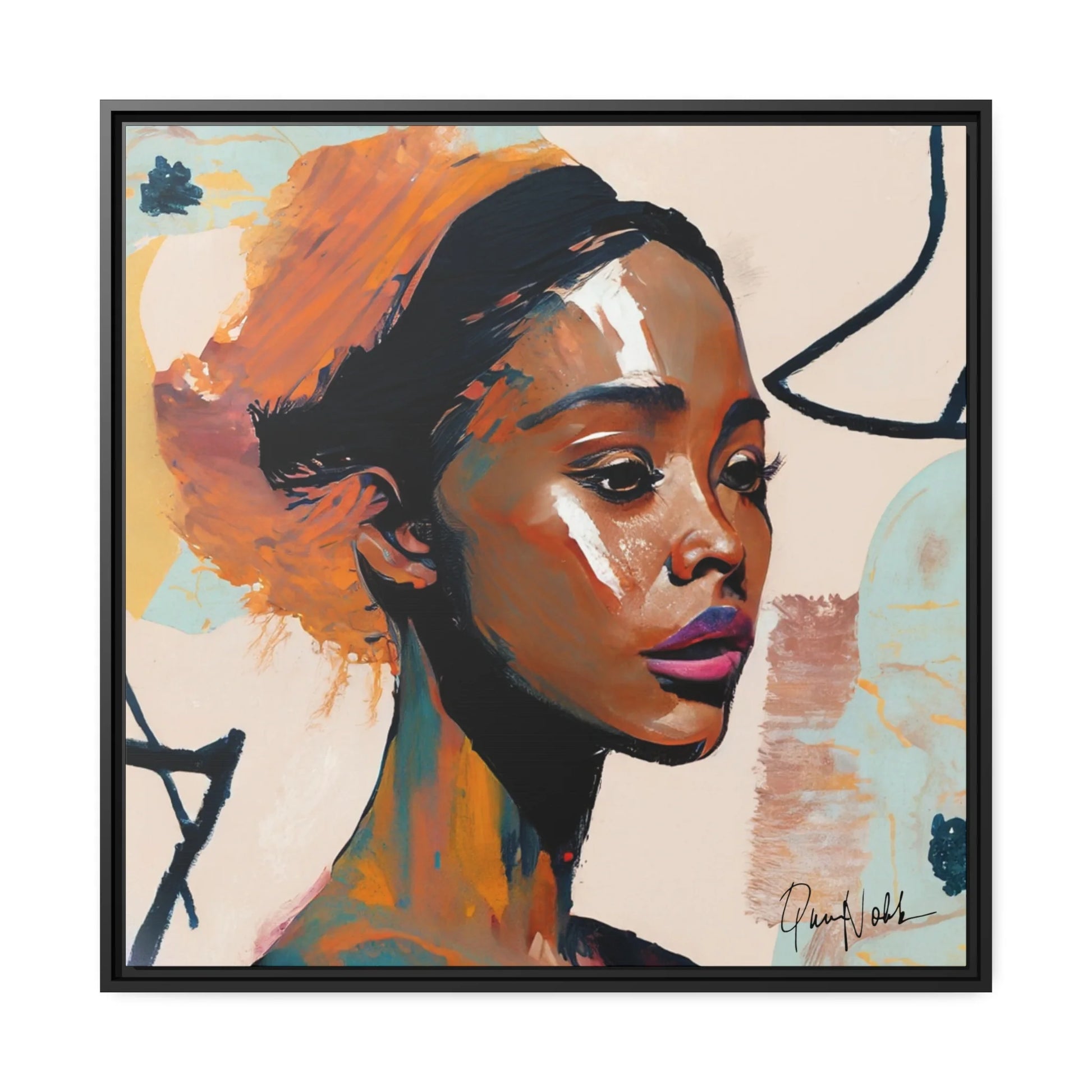 Beautiful African Woman Portrait Canvas Wall Art with Frame