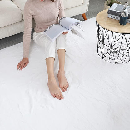 Soft Rugs 4X6 Feet for Bedroom,White Fluffy Rugs Faux Fur Rabbit Area Rug for Dorm Room,Shaggy Rug Chair Couch Throw Rugs for Rooms Decor Machine Washable