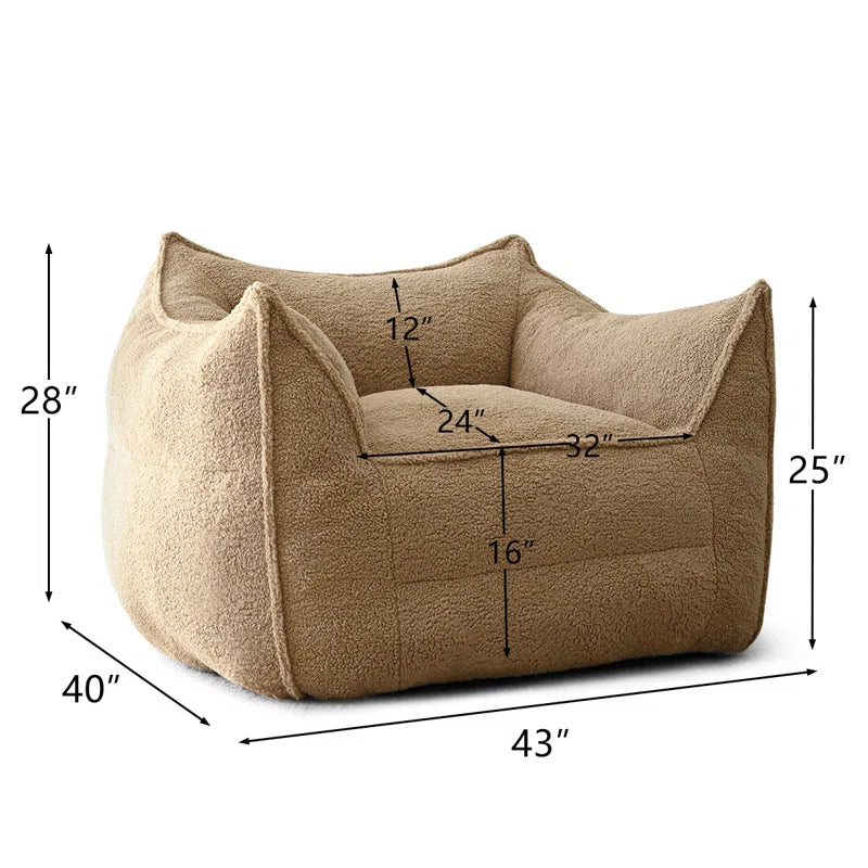 Teddy 43" Boucle Upholstered Bean Bag Couch