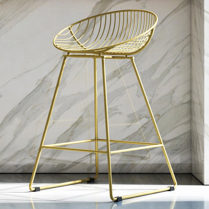 Ellis 24" Metal Counter Height Bar Stool, Brass