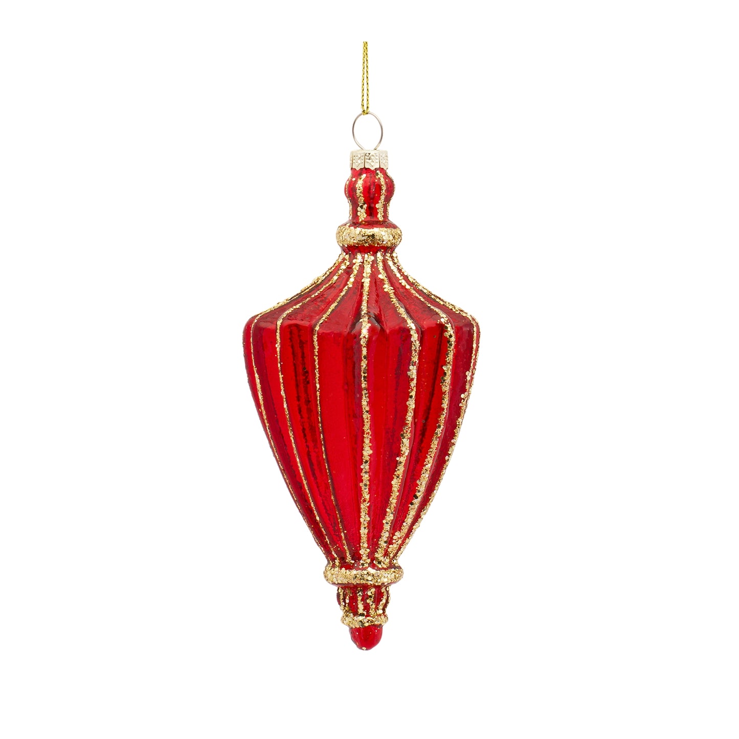 Burgandy Harlequin Glass Finial Ornament (Set of 6)