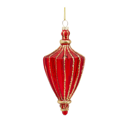 Burgandy Harlequin Glass Finial Ornament (Set of 6)