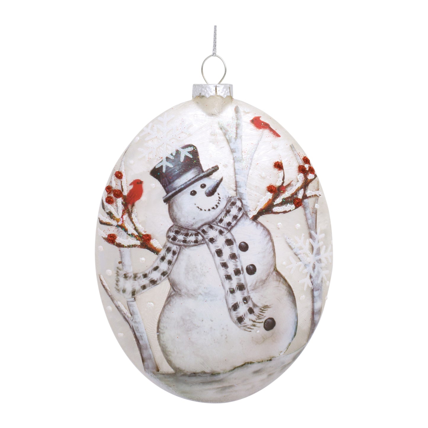 Snowman Disc Ornament (Set of 6) 5"D Glass