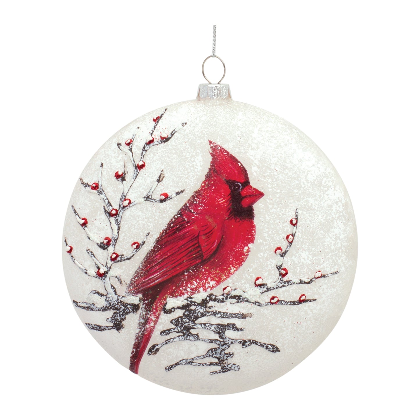 Cardinal Disc Ornament (Set of 6) 5.5"H Glass