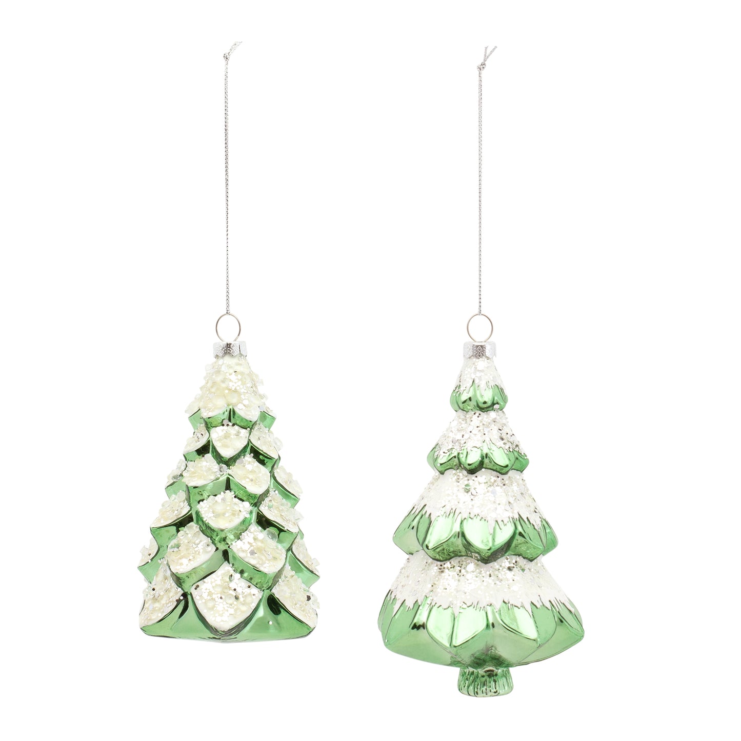 Tree Ornament (Set of 6) 5"H, 5.75"H Glass