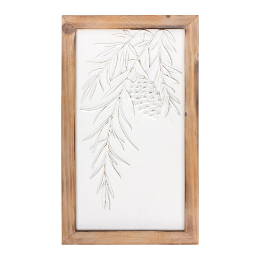 Pine Branch and Bird Frame (Set of 2) 9"L x 14"H, 9.5"L x 15.75"H Resin/Wood