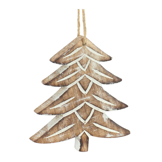 Tree Ornament (Set of 12) 4"H, 5.75"H Wood