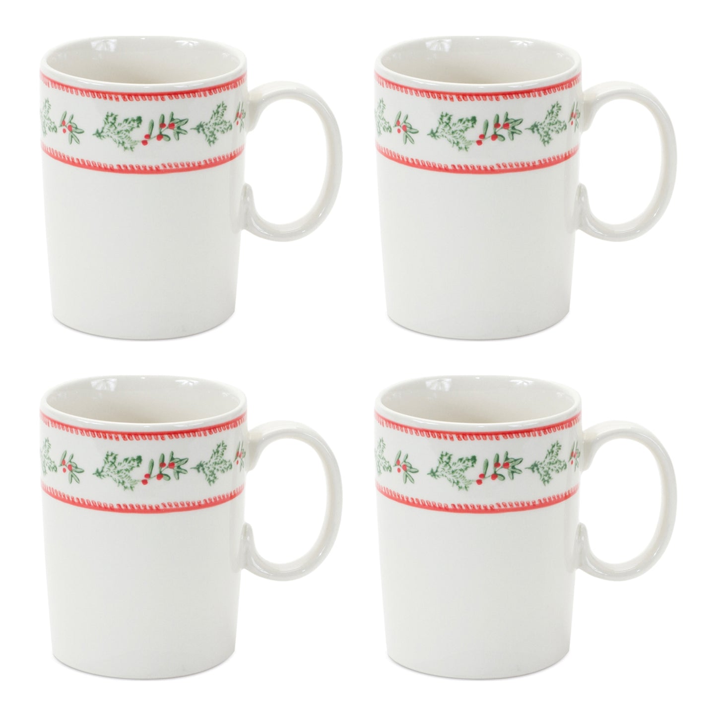 Christmas Mug (Set of 4) 5.5"D x 4.75"H Stoneware (Dishwasher and Microwave Safe)