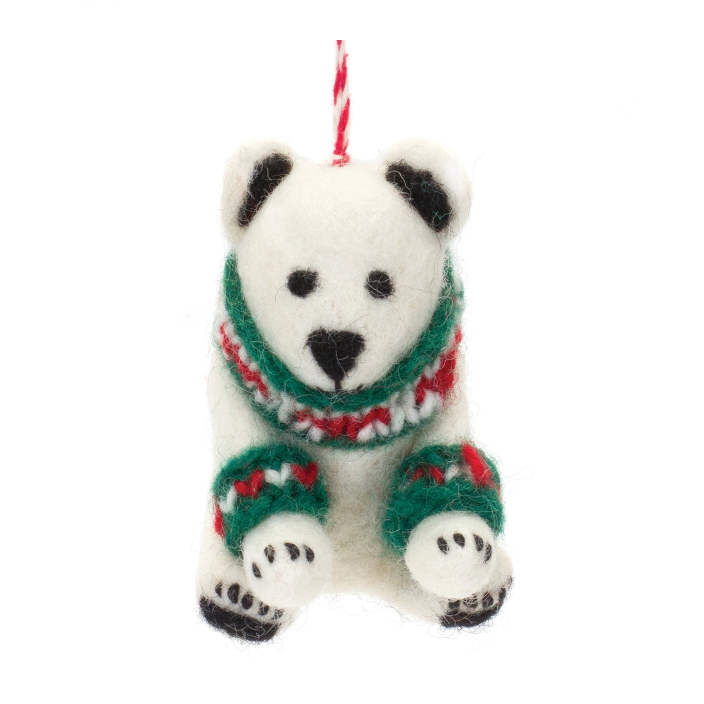 Polar Bear Ornament (Set of 6) 2.25"H, 3.5"H Wool