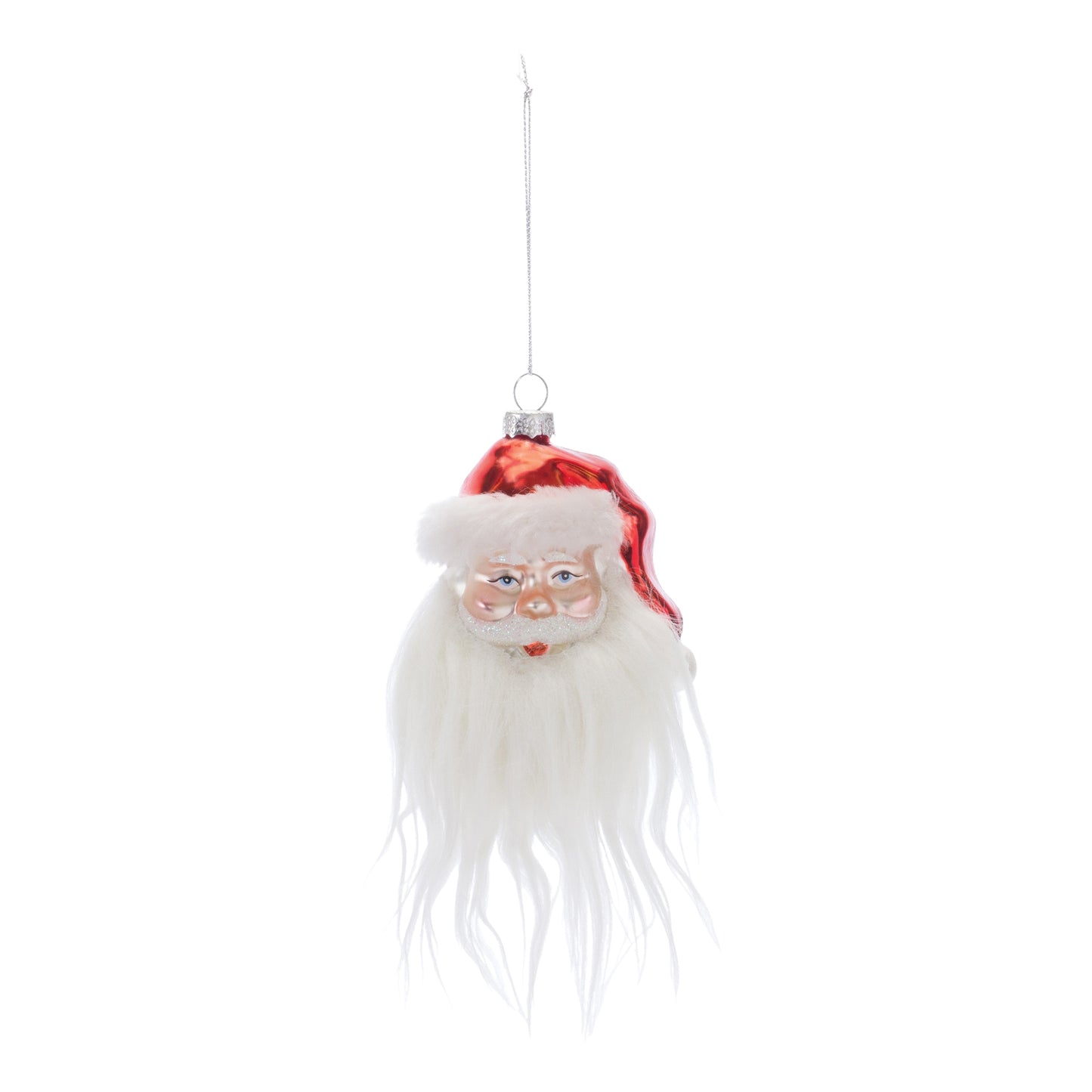 Santa Head Ornament (Set of 6) 4.75"H Glass