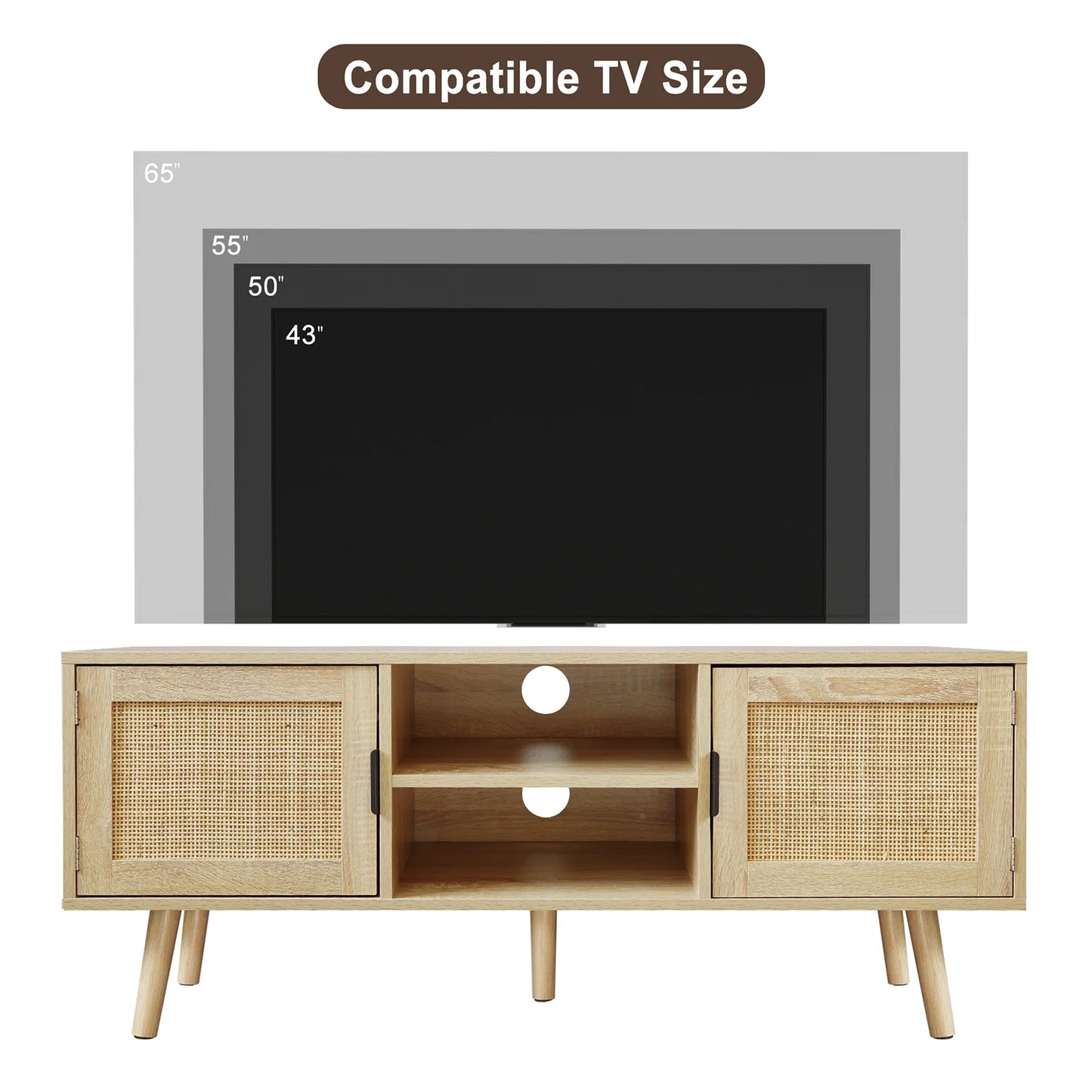 Farmhouse TV Stand 55", Natural Oak