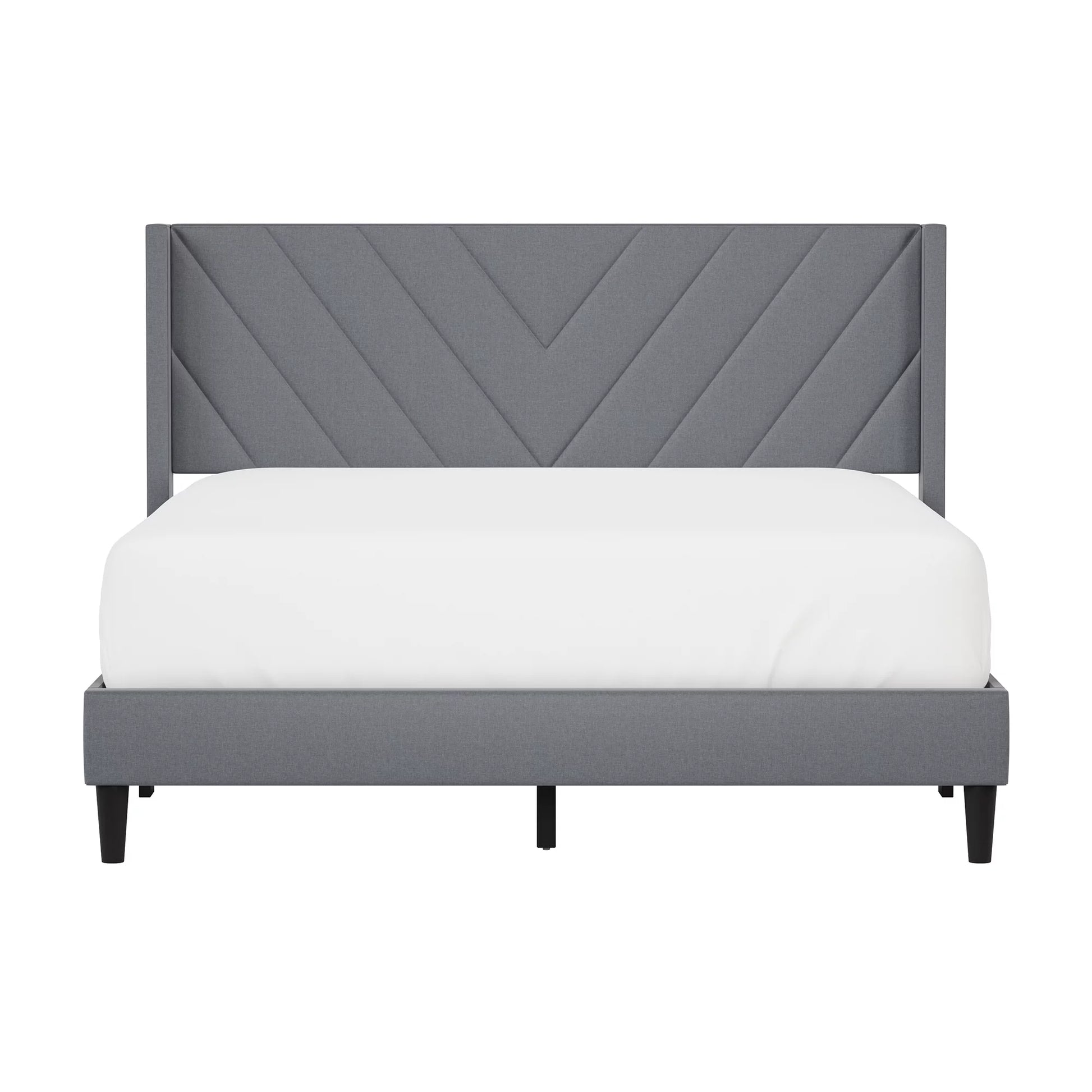 Wilder Upholstered Queen Platform Bed, Dark Gray, by  Living Essentials