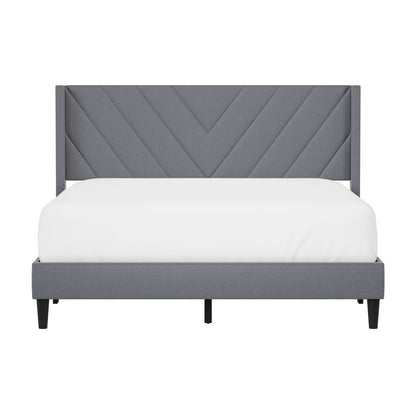 Wilder Upholstered Queen Platform Bed, Dark Gray, by  Living Essentials