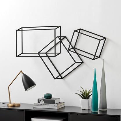 Cubic Metal Wall Sculpture // Matte Black