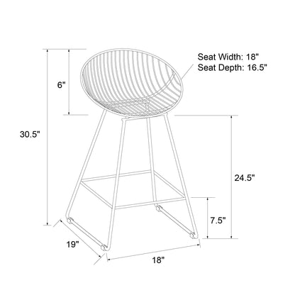 Ellis 24" Metal Counter Height Bar Stool, Black