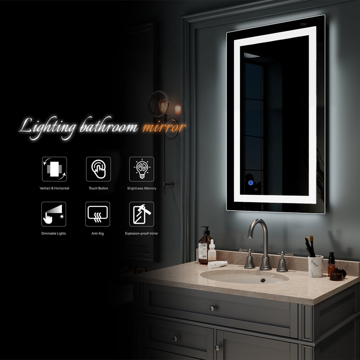 Wall Mounted Lighted Vanity Mirror