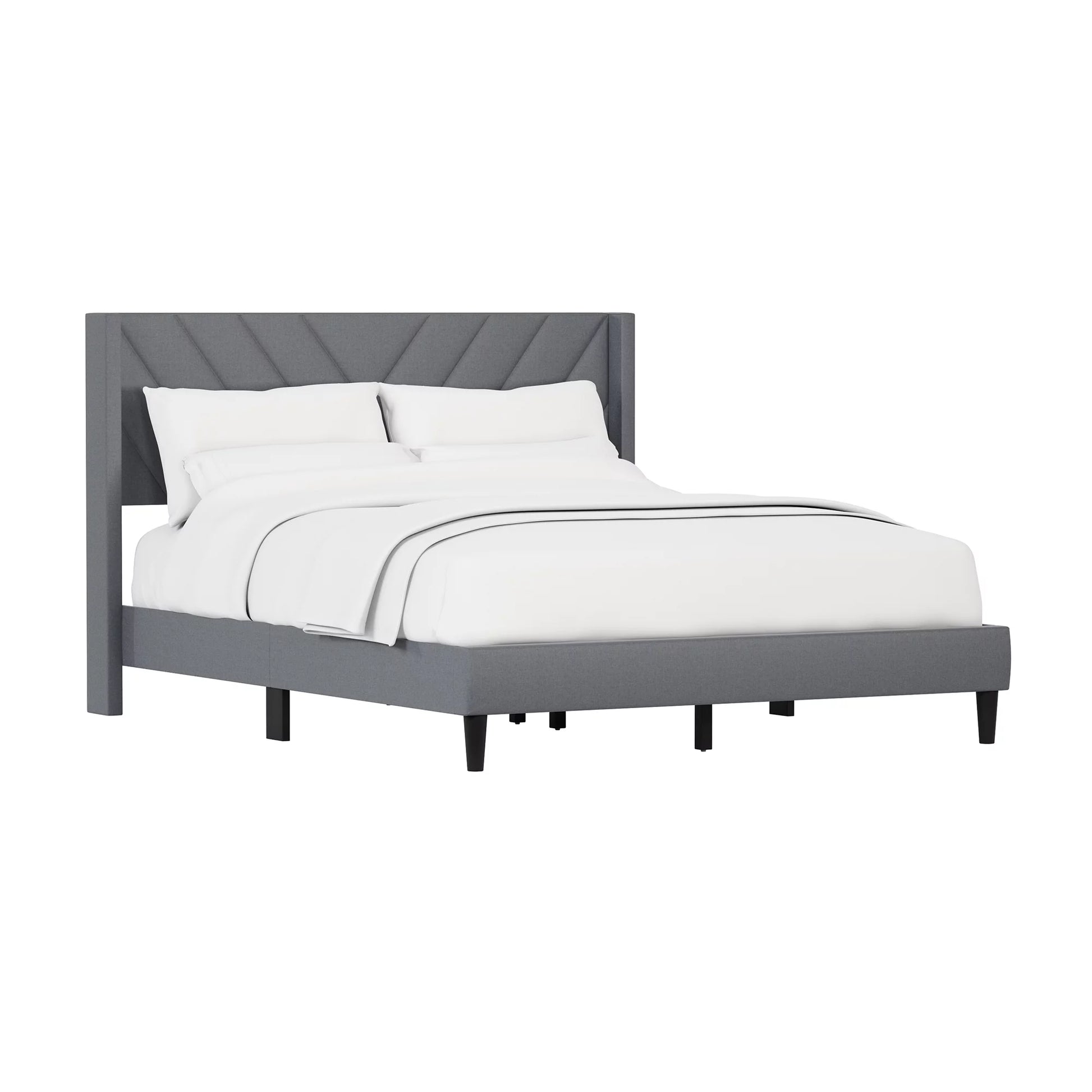 Wilder Upholstered Queen Platform Bed, Dark Gray, by  Living Essentials