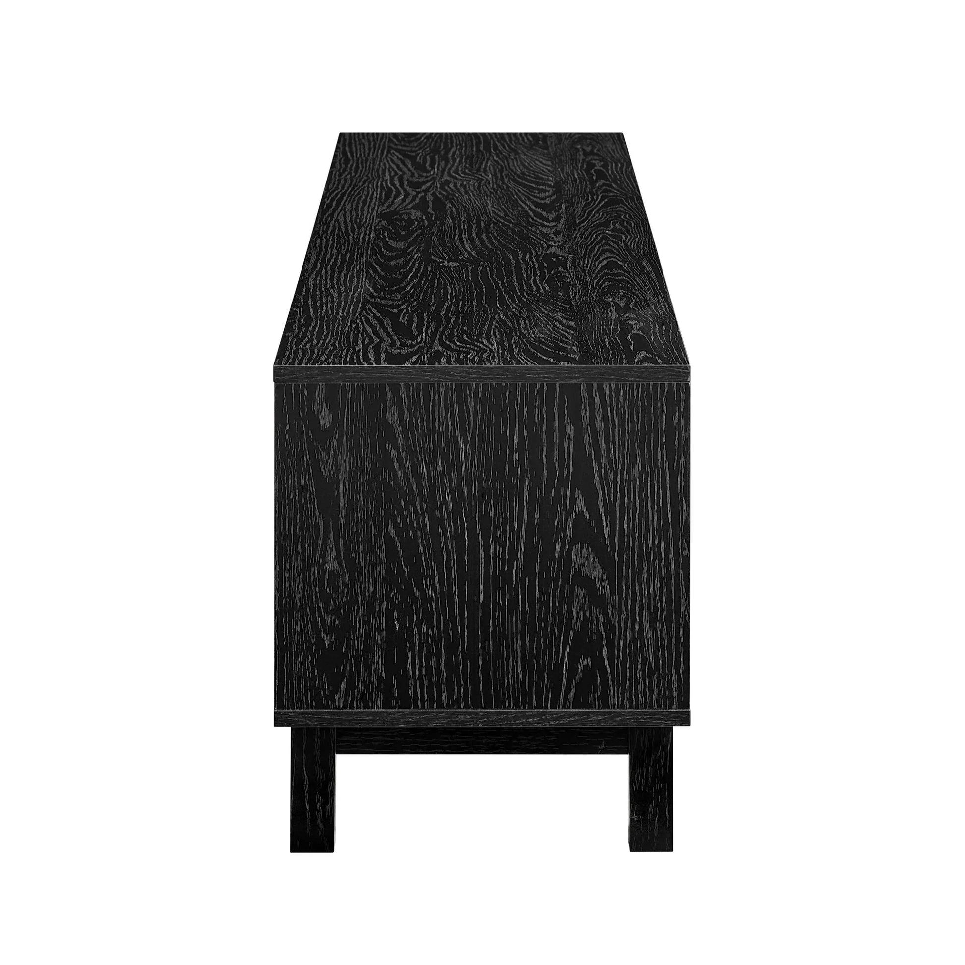 Boho 2-Door Rattan TV Stand for Tvs up to 80”, Black