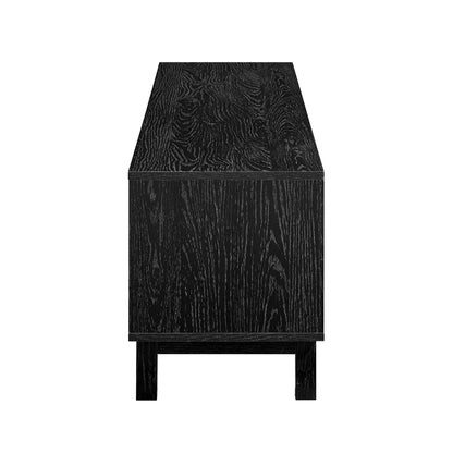 Boho 2-Door Rattan TV Stand for Tvs up to 80”, Black