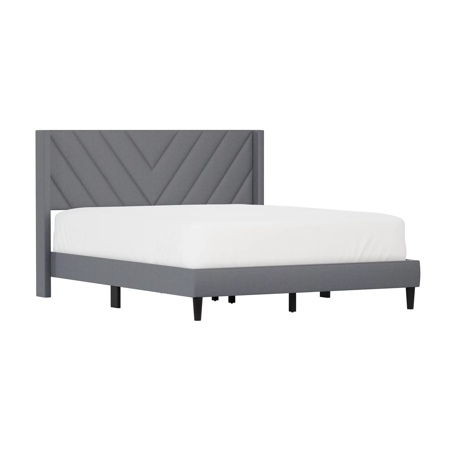 Wilder Upholstered Queen Platform Bed, Dark Gray, by  Living Essentials