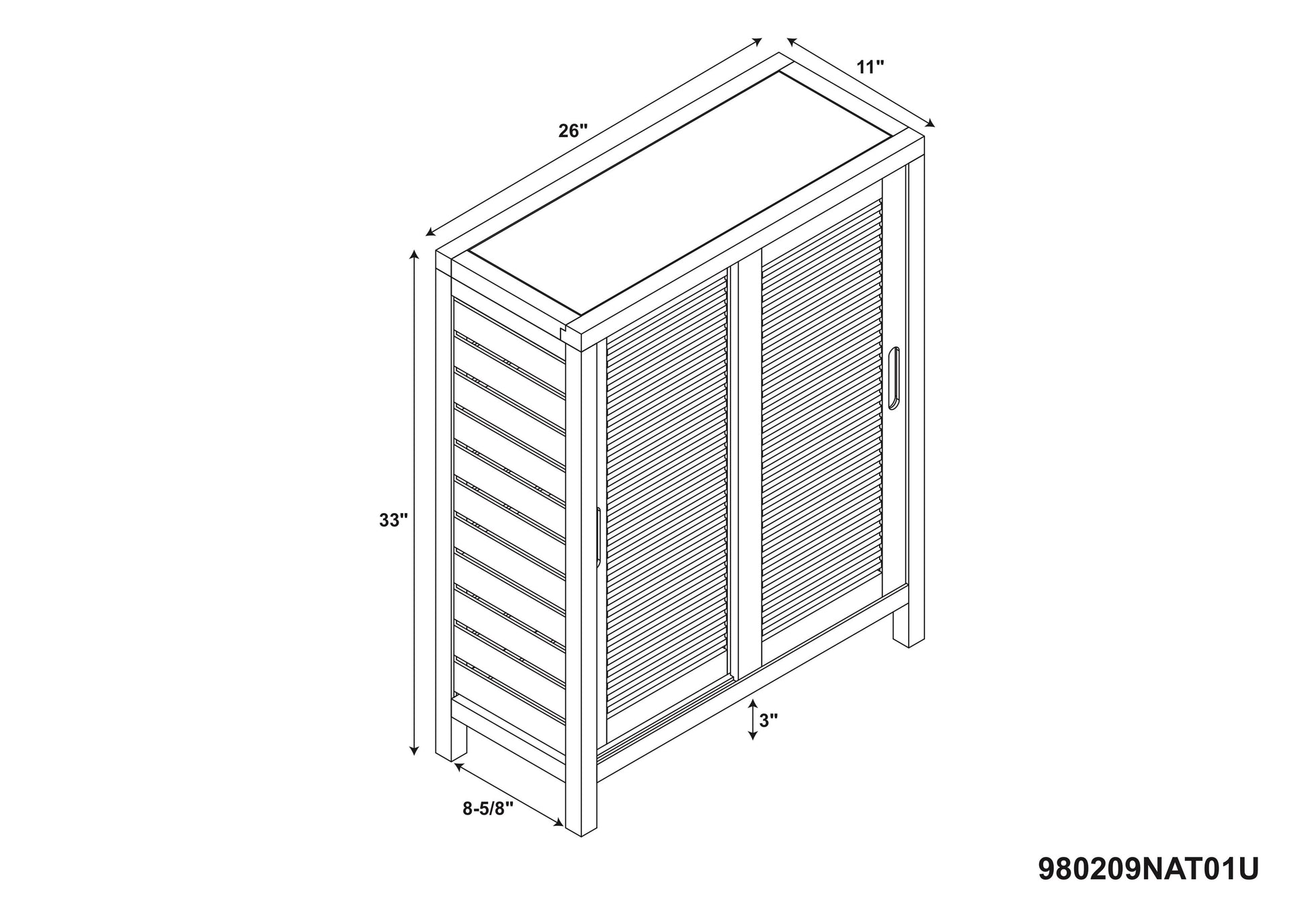 Harding 3-Shelf Dual Sliding Door Floor Cabinet