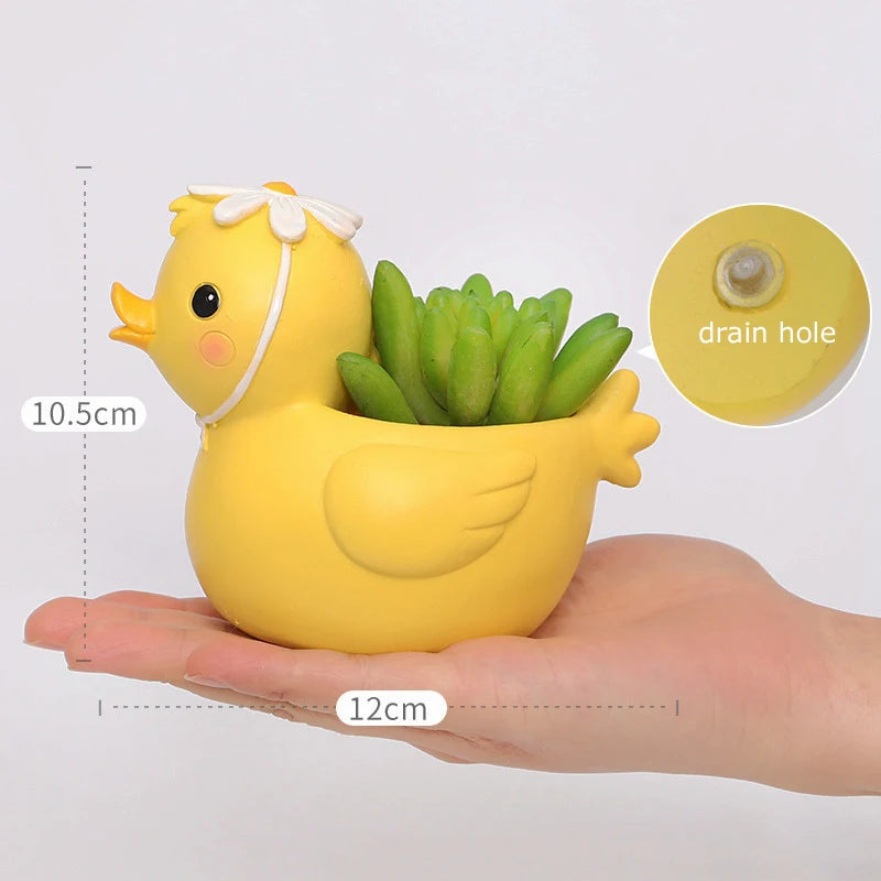 Cartoon Animal Planter for Succulents Cactus Plants, Cute Duck Bunny Corgi Flower Pot, Fairy Garden Decoration Tabletop Decor