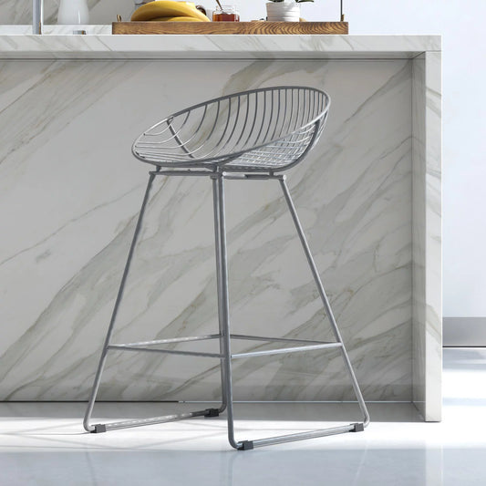 Ellis 24" Metal Counter Height Bar Stool, Gray