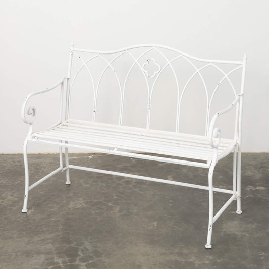 White Metal Garden Bench