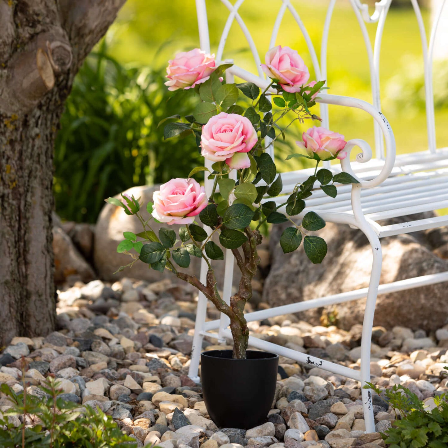 White Metal Garden Bench