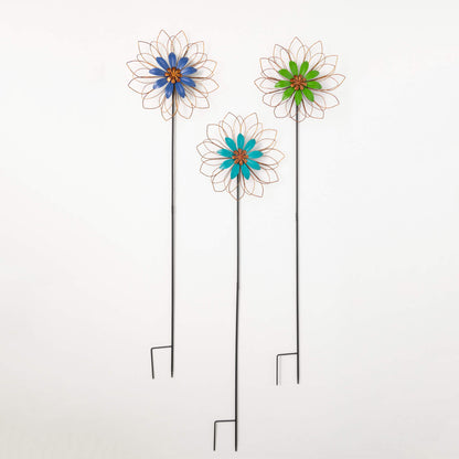 Blooming Flower Yard Stake Set