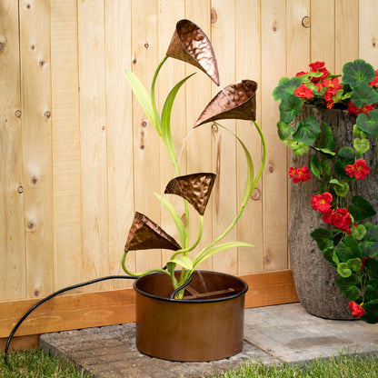 Copper Lily Water Fountain