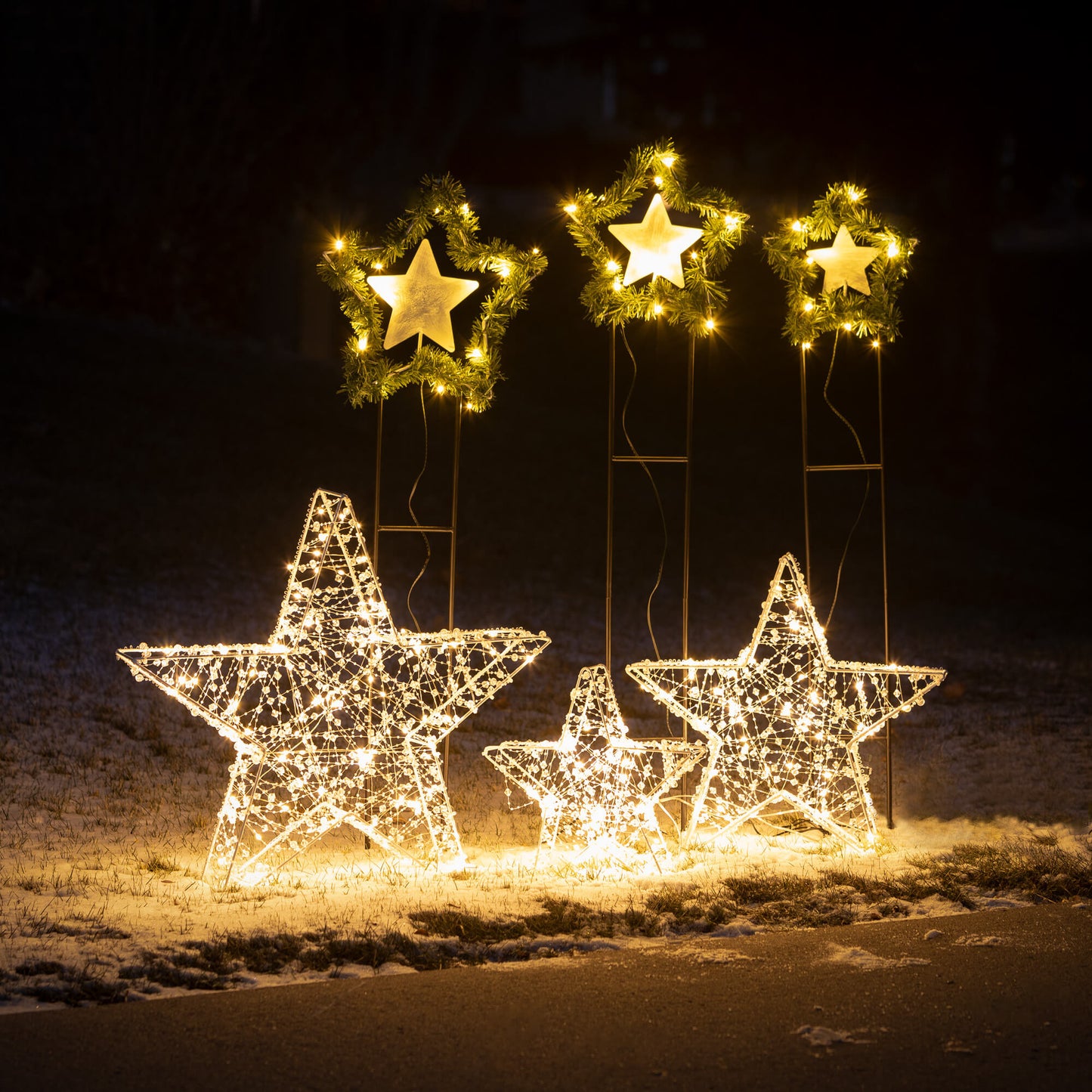 Lighted Outdoor Stars Set of 3