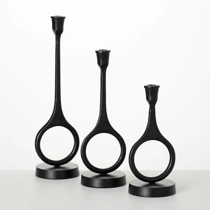 Modern Black Candleholder Set