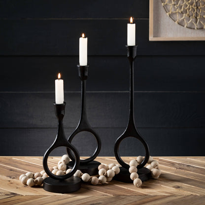 Modern Black Candleholder Set