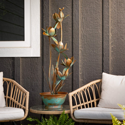 Copper-Edged Flower Garden Fountain