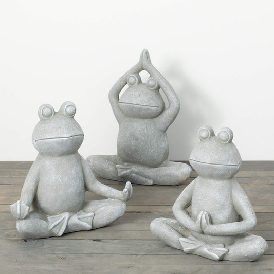 Yoga Frog Garden Statue Set of 3