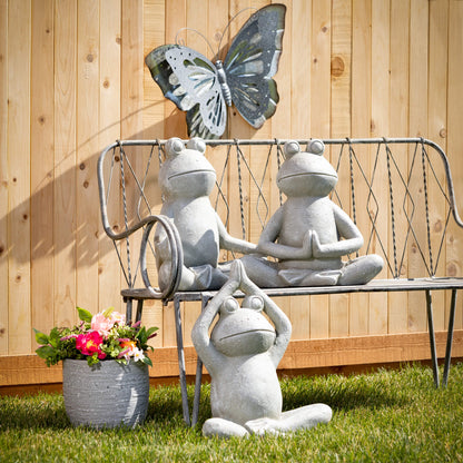 Yoga Frog Garden Statue Set of 3