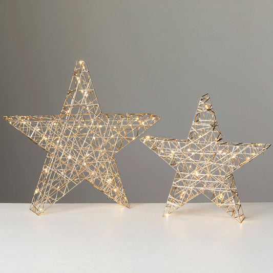 Lighted Outdoor Gold Stars