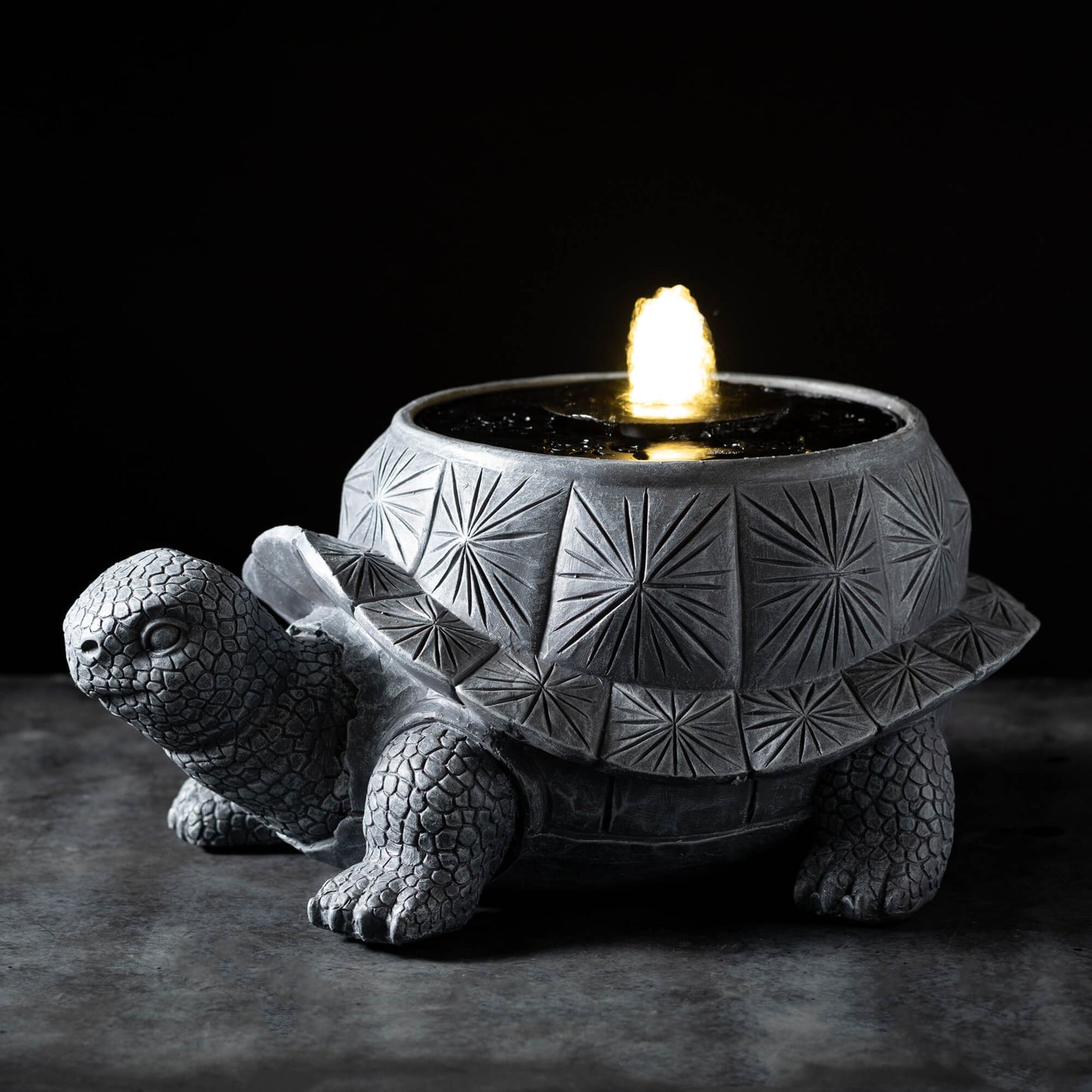 Stone Gray Tortoise Fountain